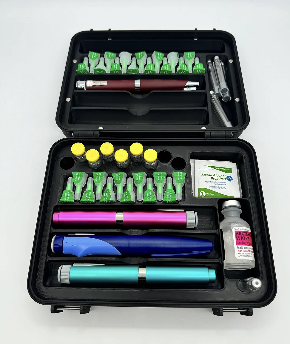 Deluxe Peptide Insulin Pen Storage Container Carrying Case Organizer Box Multiple Colors & Sizes Custom 3D Printed Tirzepatide Semaglutide
