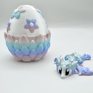 Figuras de dragón con forma de huevo de flor impresas en 3D, coleccionables, lindo juguete de Pascua articulado, regalo