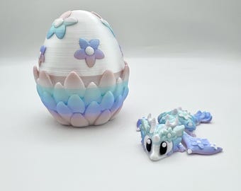 3d Printed Flower Egg Dragon Figurines Collectibles Cute Easter Toy Articulated Gift