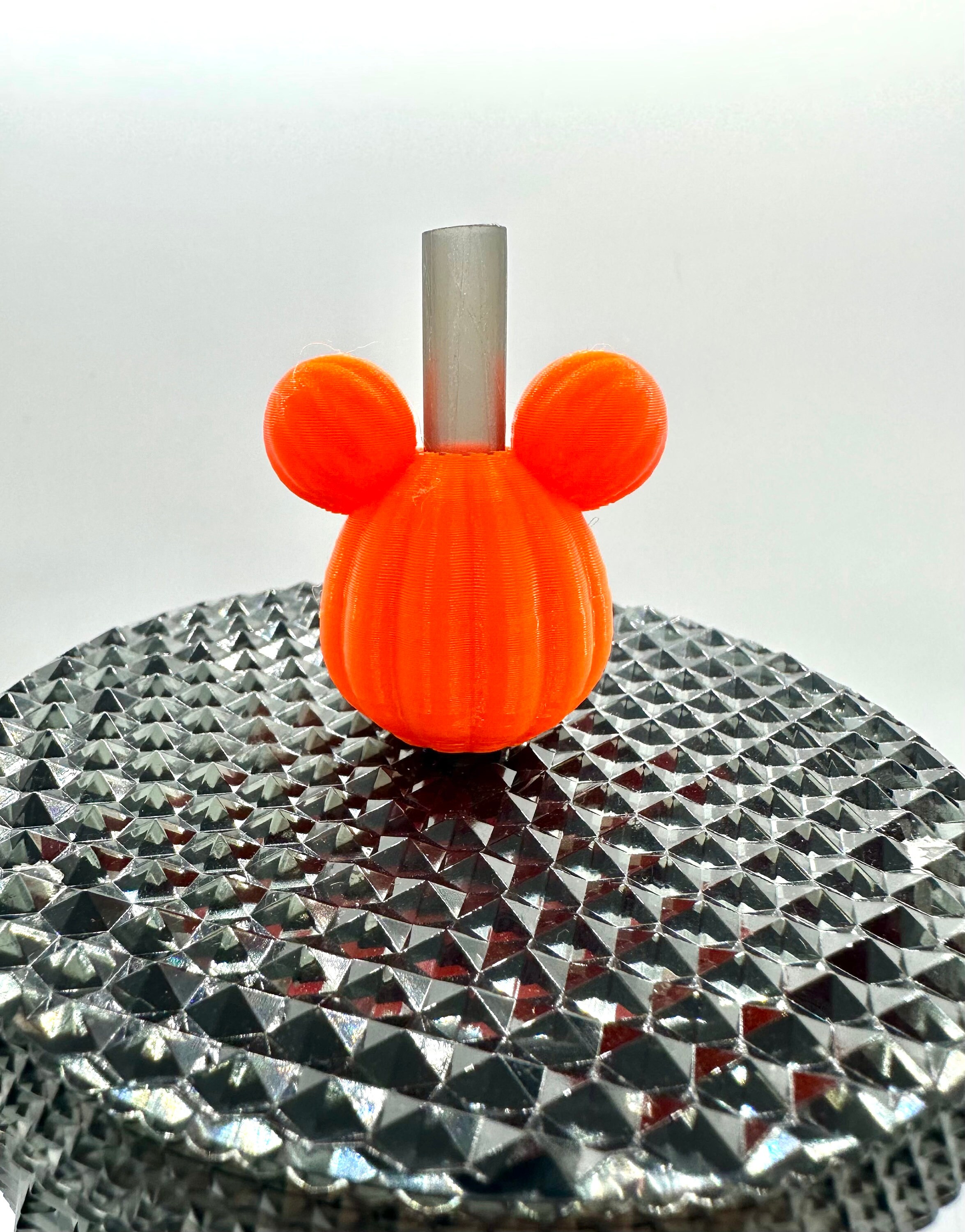 Custom 3D Printed Mickey Mouse Pumpkin Ghost Inspired Straw Topper