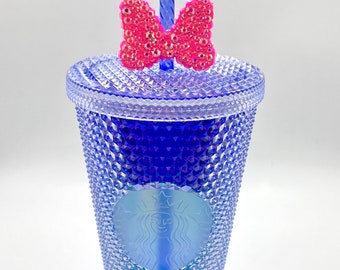 Custom Handmade Rhinestone Bow Straw Topper Bedazzled Starbucks Tumbler Bling Handmade