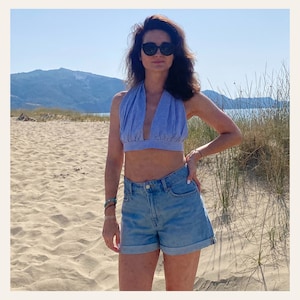 Halter Neck Top, PDF Sewing Pattern, Bralette Style Cropped-Top, Tie Neck & Back, Digital Download Pattern, Sewing Tutorial, Summer Crop Top