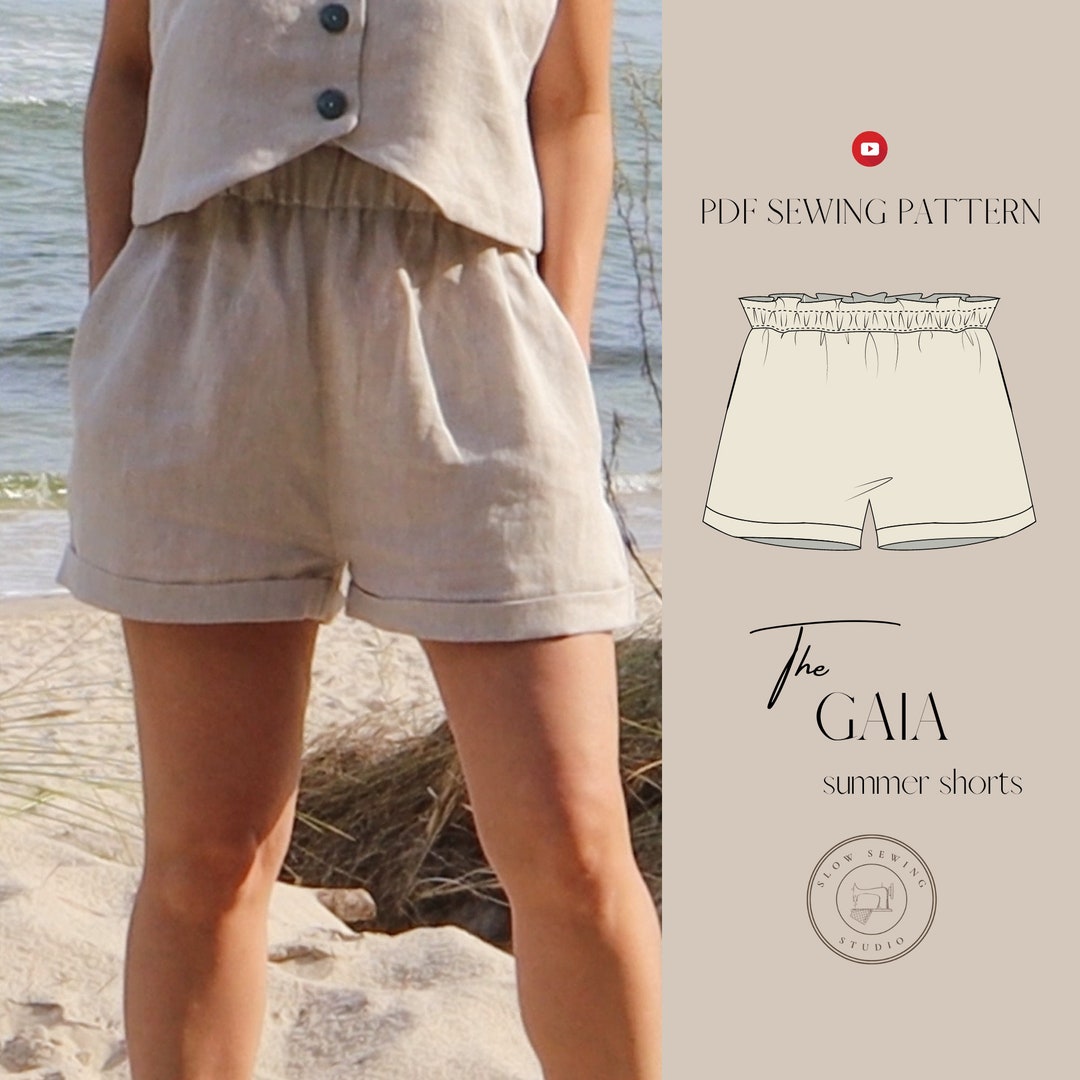 Shorts for Women PDF Sewing Pattern, Elastic Waistline, Summer Pants ...