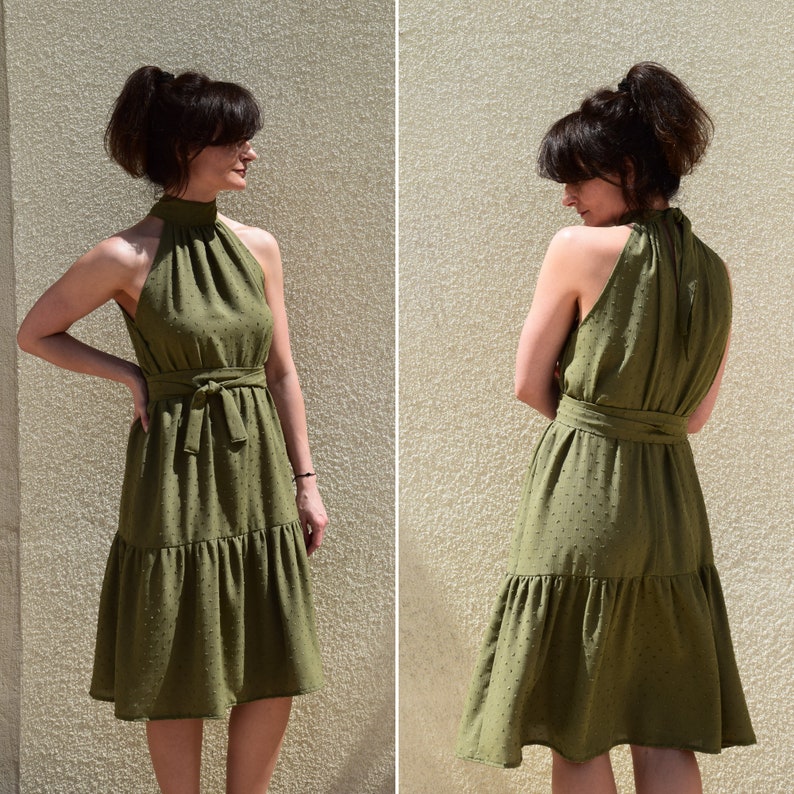 Halter Neck Midi Dress Digital Sewing Pattern Flowy Summer - Etsy