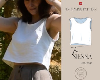 Crop Top | Digital Sewing Pattern | Sleeveless Minimal Top Pattern | Sewing Tutorial | PDF Instant Download Pattern | Casual Top For Women