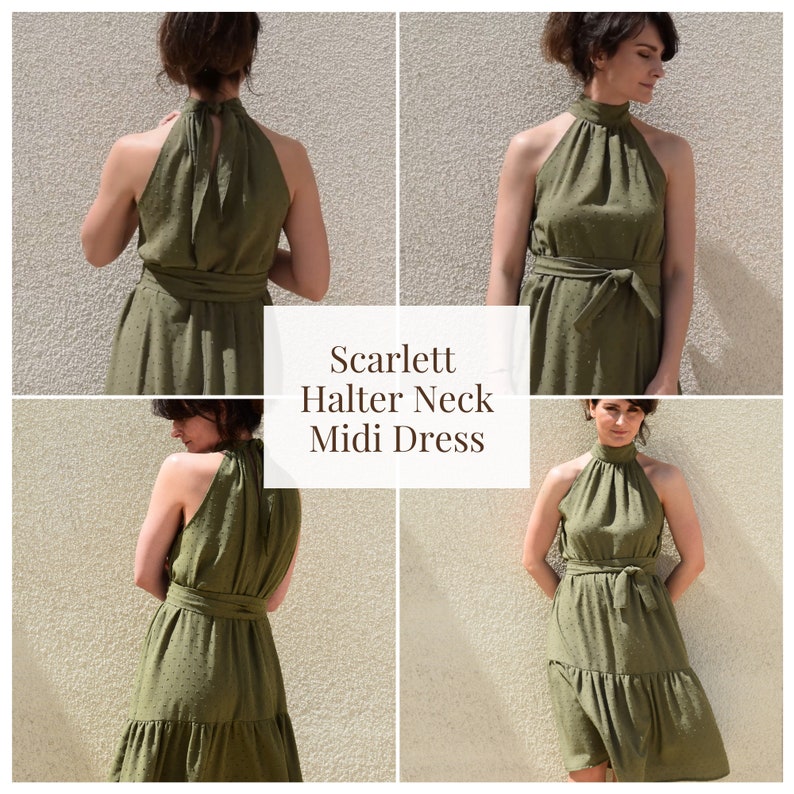 Halter Neck Midi Dress Digital Sewing Pattern Flowy Summer - Etsy