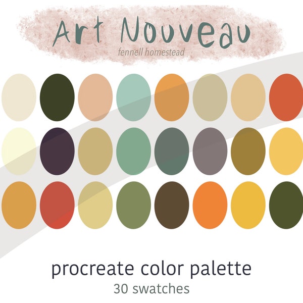 Art Nouveau Color Palette, Procreate iPad Swatches