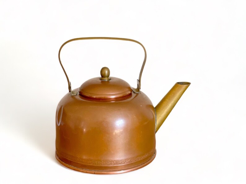 Vintage Copper Tea Kettle With Brass Spout and Handle Copper Etsy