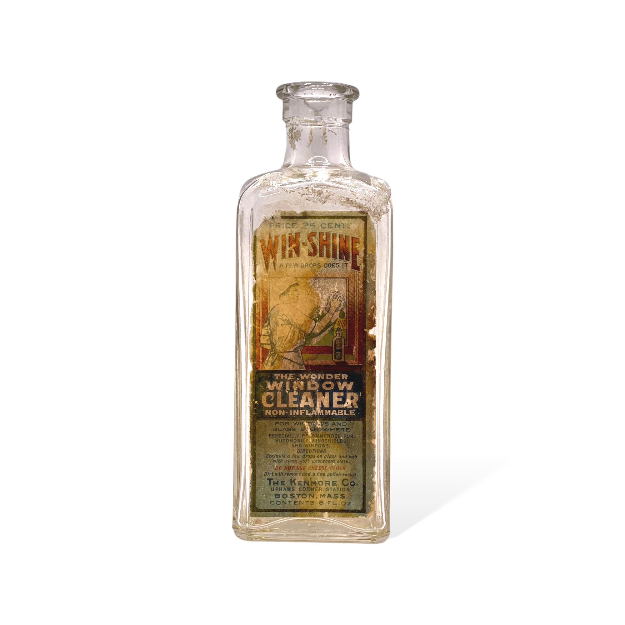 Antique Glass Bottle Original Label Win-shine Window - Etsy
