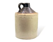 Antique Stoneware Salt Glazed Jug, Primitive Whiskey Jug, Vintage Stone Crock, Albany Slip