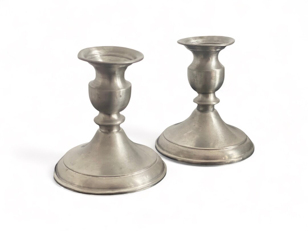Vintage Pewter Candlestick Holders Set of 2 Empire Pewter Etsy