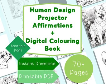 Human Design Colouring Book Dog Colouring Pages Human Design Gift Human Design Projector Adult Color Pages Mindfulness Travel Activities