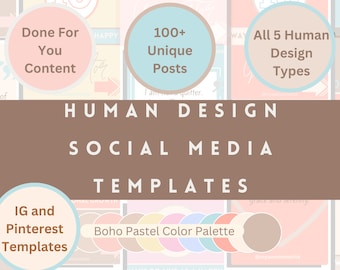 Human Design Social Media Templates, Done-For-You Human Design Templates, Human Design Templates,Editable Instagram and Pinterest Templates