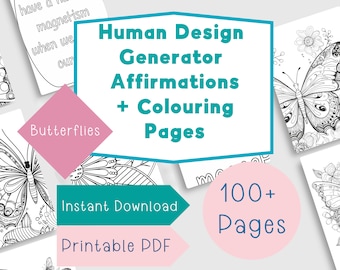 Butterfly Human Design Coloring Book Human Design Generator Digital Download Human Design Gift Mindfulness Travel Activities