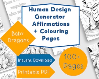 Baby Dragon Human Design Coloring Book Human Design Generator Digital Download Human Design Gift Mindfulness Kids Travel Activities