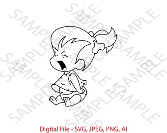 Pebbles Flintstone Outline, Pebbles Flintstone SVG, Flintstones, Flintstones SVG, Pebbles Flintstones, Cartoon, Vinyl Cutting, Cricut,