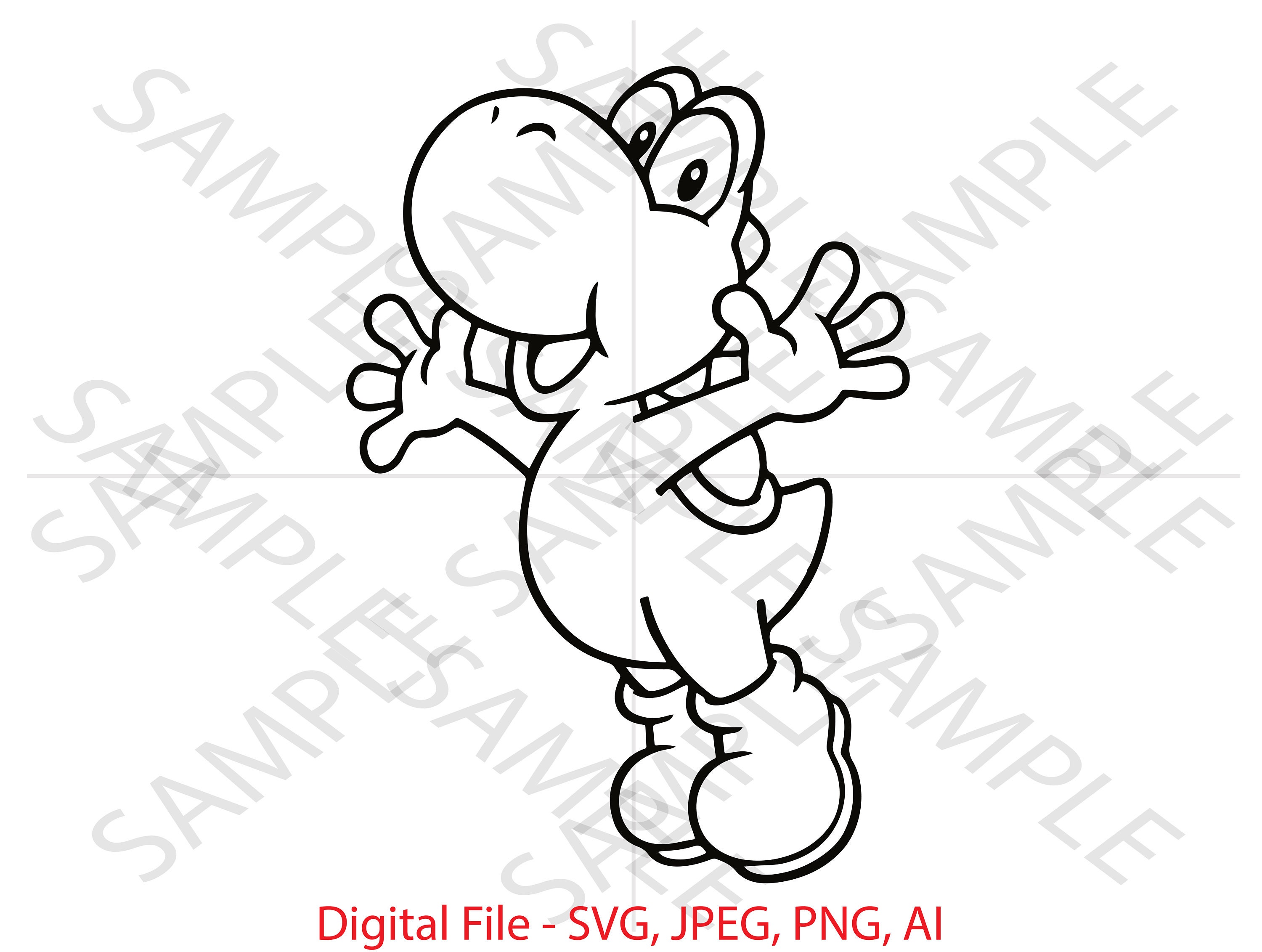 Yoshi Outline, Yoshi SVG, Super Mario SVG, Super Mario Yoshi, Cricut