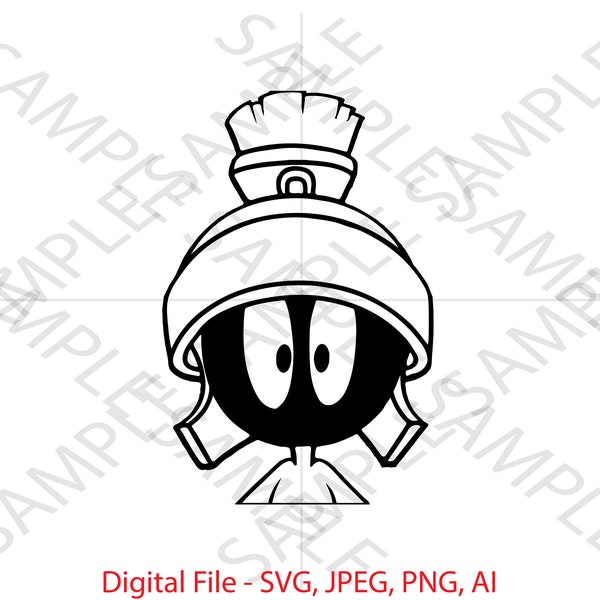 Marvin Martian Outline, looney tunes, looney tunes SVG, Marvin Martian Looney Tunes, Cartoon, Vinyl Cutting, Cricut, Custom Martian Design