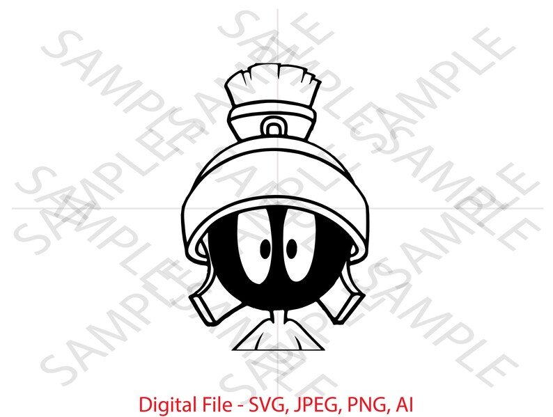 Marvin Martian Outline, Looney Tunes, Looney Tunes SVG, Marvin Martian ...