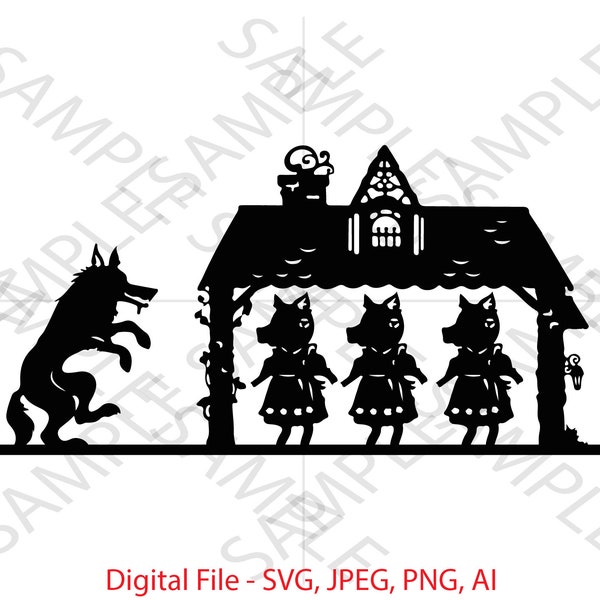 Three Little Pigs, Three Little Pigs svg, Big Bad Wolf svg, Big Bad Wolf, TLP, SVG, PNG, Jpeg, Logo, Designs, Printable, Little Pigs svg