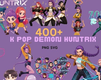 Kpop Demon Hunters Clipart Bundle, Huntrix, Saja (PNG Digital Download)