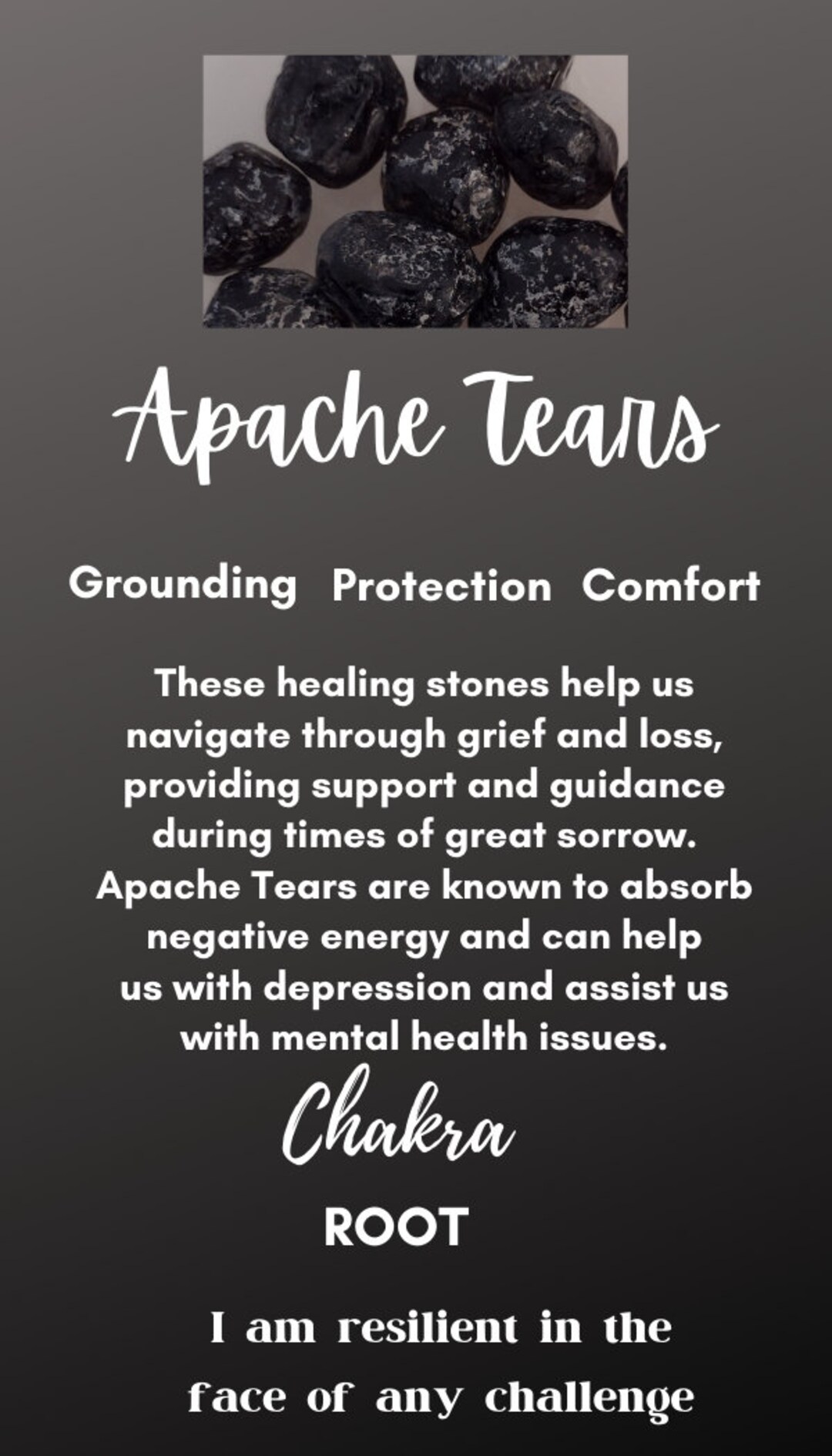 APACHE TEARS Tumbled Pocket Stone Grief, Sorrow, Grounding, Past Trauma