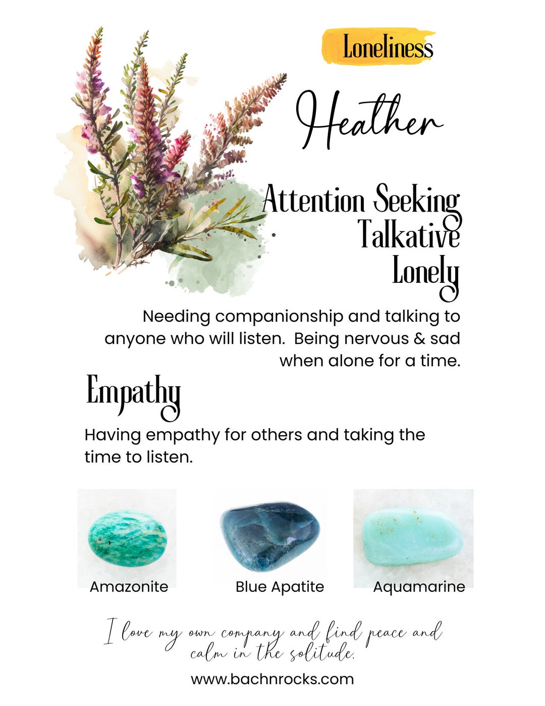 Bach Flower Essence HEATHER Remedy Loneliness Etsy