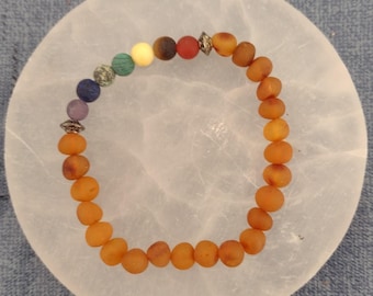 CHAKRA Bracelets with Amber base one (1) ~ WHOLESALE