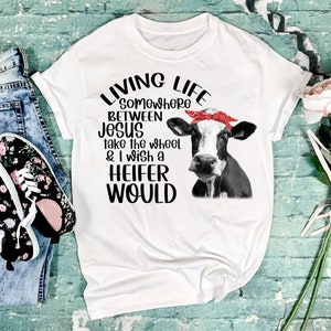Funny Cow Heifer Design: Jesus Take the Wheel (PNG, JPG, PDF)