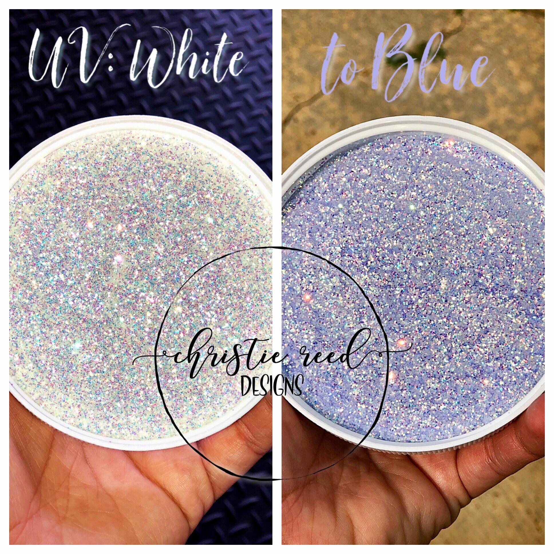 UV Glitter White to Blue Sun Reactive Tumbler Making Glitter for Tumblers Resin Art Epoxy Tumbler Making Gorgeous Glitter Mix Reflecting