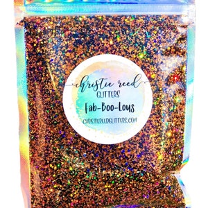 FabBooLous Gorgeous Custom Glitter Mix of Holographic Black and Orange 2 oz. by weight Polyester Metallic Glitter High Quality for Tumbler
