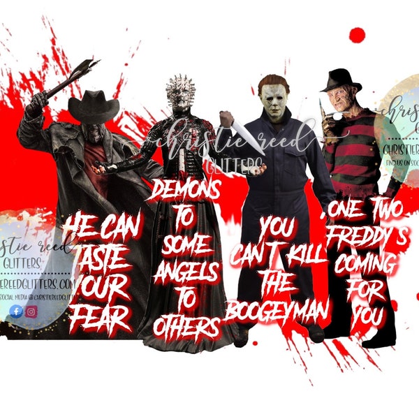 Horror Movie Printable Download File Jeepers Creepers Pinhead Michael Freddy Digital File Sublimation File PNG JPG