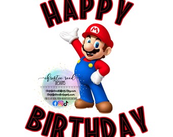 Diseño de sublimación de Feliz Cumpleaños de Mario: PNG JPG (Descarga digital)