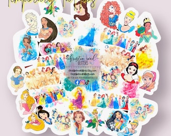 Royal Princess Inspired Temporary Tattoos Princess Birthday Party Favor Goody Treat Bag Cinderella Elsa Rapunzel Snow White Ariel Jasmine