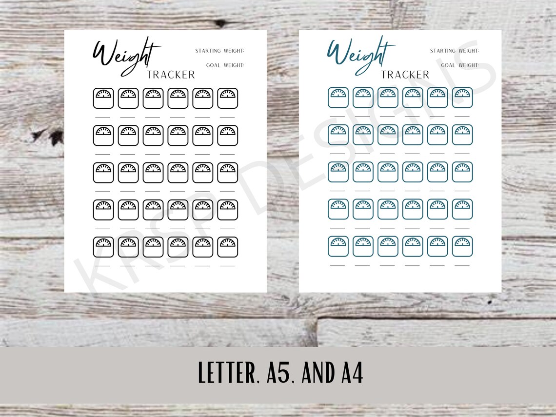 WEIGHT TRACKER PRINTABLE, Weight Tracker, Weight Goals, Weight ...