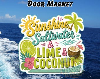 Lime and Coconut Cruise Door Magnet | Cruise Decor | Cruise Cabin Door Sign | Vacation Magnet | Cruise Gift Idea