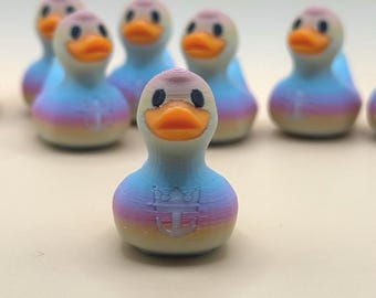 Pack of 10 | Rainbow with Translucent Logo | 1.25 inch | 3D Printed Cruise Duck | Royal Caribbean Inspired Cruising Duck