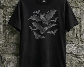 Bats Shirt, Bat, Vintage Illustration, Cottagecore, Halloween, Witchy Graphic Tee