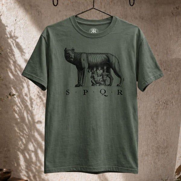 SPQR Shirt, Capitoline Wolf, Romulus and Remus, Roman Empire