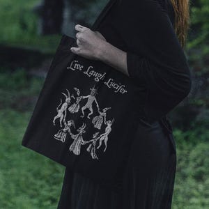Live Laugh Lucifer Tote Bag, Witches Sabbath, Witchcraft, Satanic
