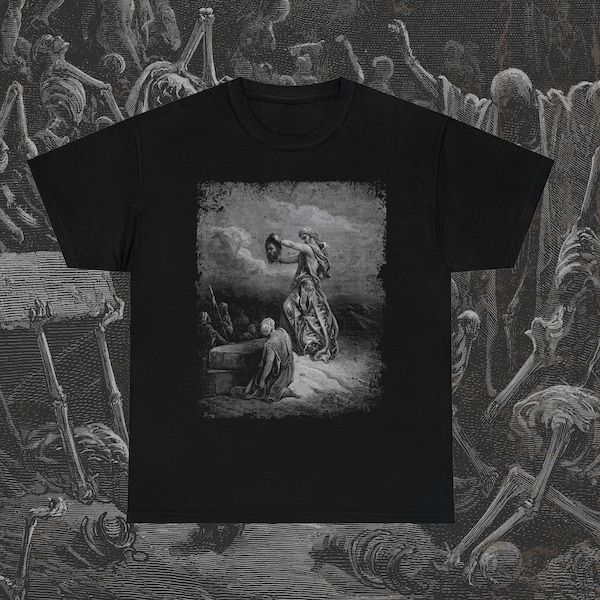 Camicia Giuditta che uccide Oloferne, Camicia Gustave Dore, Camicia d'arte classica, T-shirt con incisione, Camicia iconografica, Libro di Giuditta, Camicia stregata