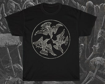 Three Ravens Shirt, Morrigan T-Shirt, Celtic Mythology, Celtic Goddess, Worship the Old Gods, Paganism Shirt, Raven T-Shirt, Folklore Shirt