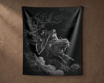 Arazzo della Morte sul Cavallo Pallido, Gustave Doré, Arredamento Gotico, Tristo Mietitore