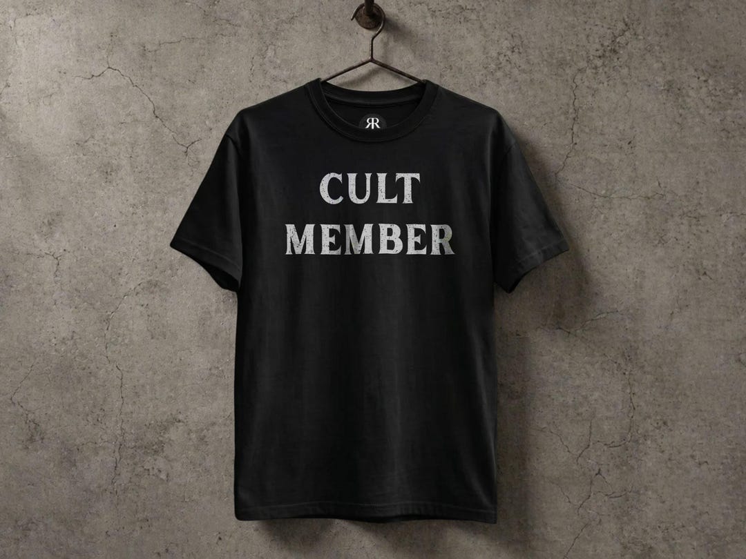 カルト信者Tシャツ - 面白いカルトグラフィックTシャツ、Y2Kブラック