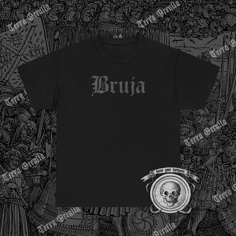 Bruja T-Shirt, Edgy Emo Shirt, Gothic T-Shirt, Halloween Shirt, Wicca T-Shirt, Witchcraft Shirt, Witch T-Shirt, Black On Black Shirt Treddingshirt