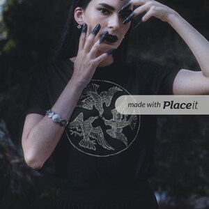 Three Ravens Shirt, Morrigan T-shirt, Celtic Mythology, Celtic Goddess