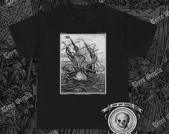 T-Shirt mit kolossalem Oktopus, Kraken, Lovecraft, Cthulhu, Seeungeheuer, Nautisch