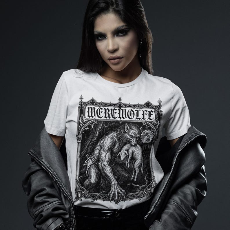Werewolf Shirt - Wolf Man, Lycanthrope Gothic Horror Graphic Tee image 3