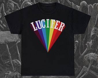 Lucifer T-Shirt, Lucifer Rising Shirt, Lucifer Rainbow Shirt, Satanic T-Shirt, Funny Occult Shirt, Cult Classic