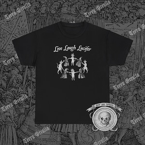 Live Laugh Lucifer T-Shirt, Witches Sabbath Shirt, Funny Witchcraft Tee, Dancing with the Devil, Satanic Tank Top, Occult Medieval Woodcut